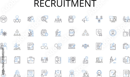 Recruitment line icons collection. Editing, Revision, Accuracy, Precision, Grammar, Typing, Spelling vector and linear illustration. Fix,Correct,Review outline signs set Generative AI