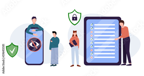 Parental control. Parental control software, parental advisory music, kids digital content metaphors. Vector isolated concept metaphor illustrations