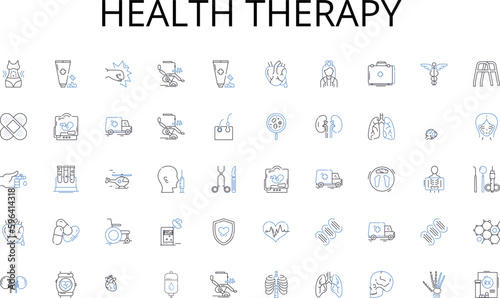 Health therapy line icons collection. Creativity, Construction, Innovation, Manufacturing, Learning, Training, Skill-building vector and linear illustration. Generative AI
