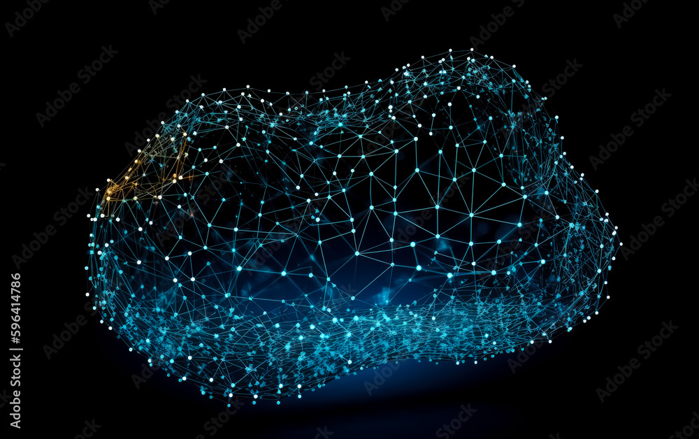 Fototapeta premium A blue cloud padlocks, cyber security, lock, Digital protection. Blue abstract wallpaper. Generative Ai.