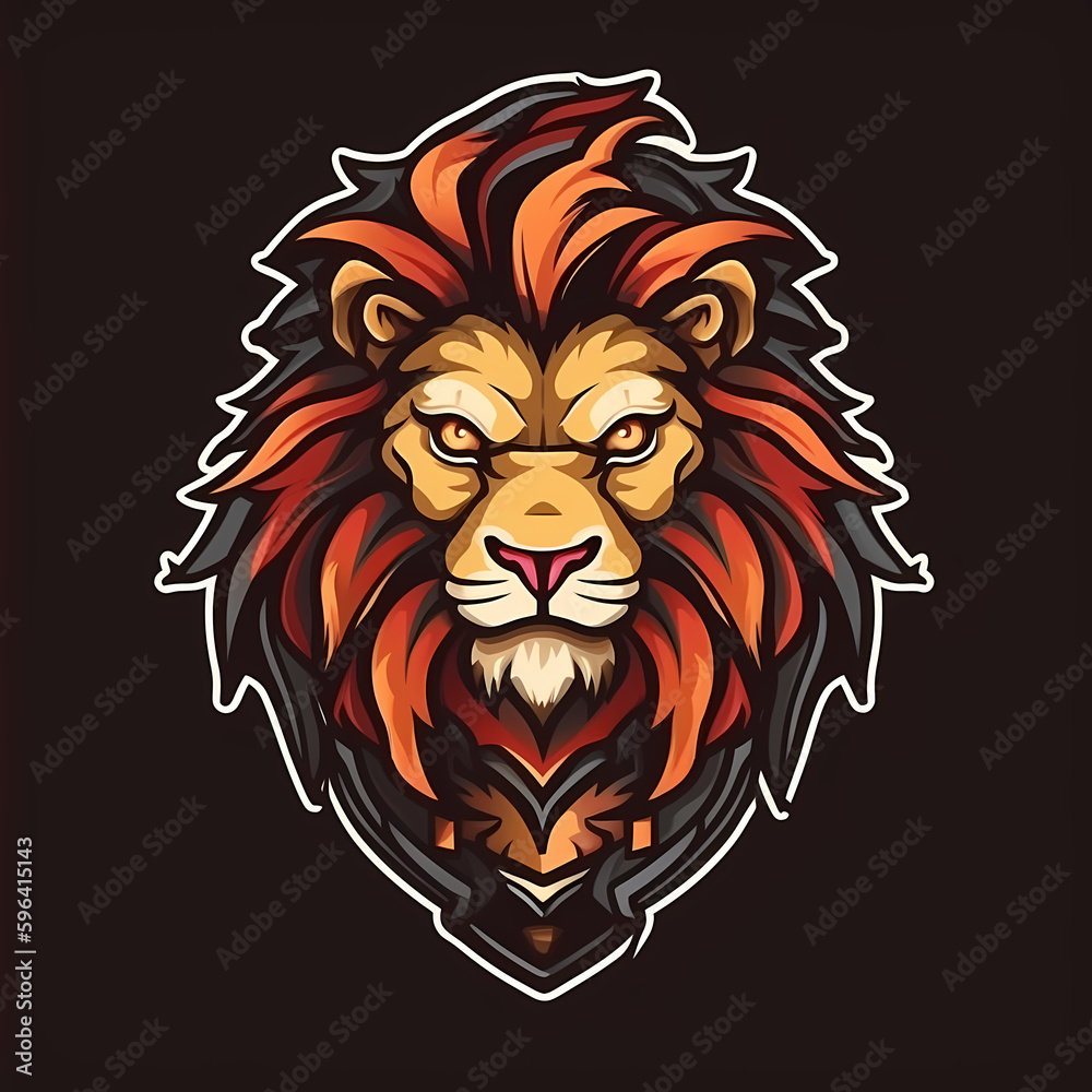 Lion Head Gaming Logo. Generative AI