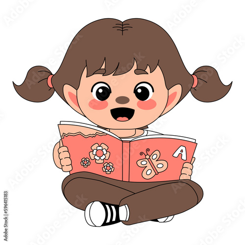 Cute Child Reading The Book