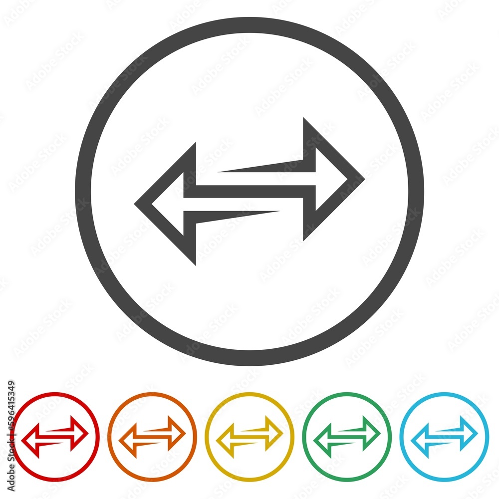 Exchange arrows logo. Set icons in color circle buttons Exchange arrows logo. Set icons in color circle buttons