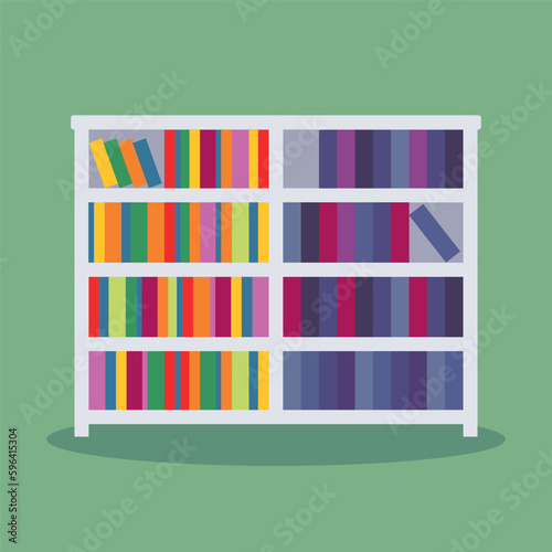 bookshelf flat vector illustration