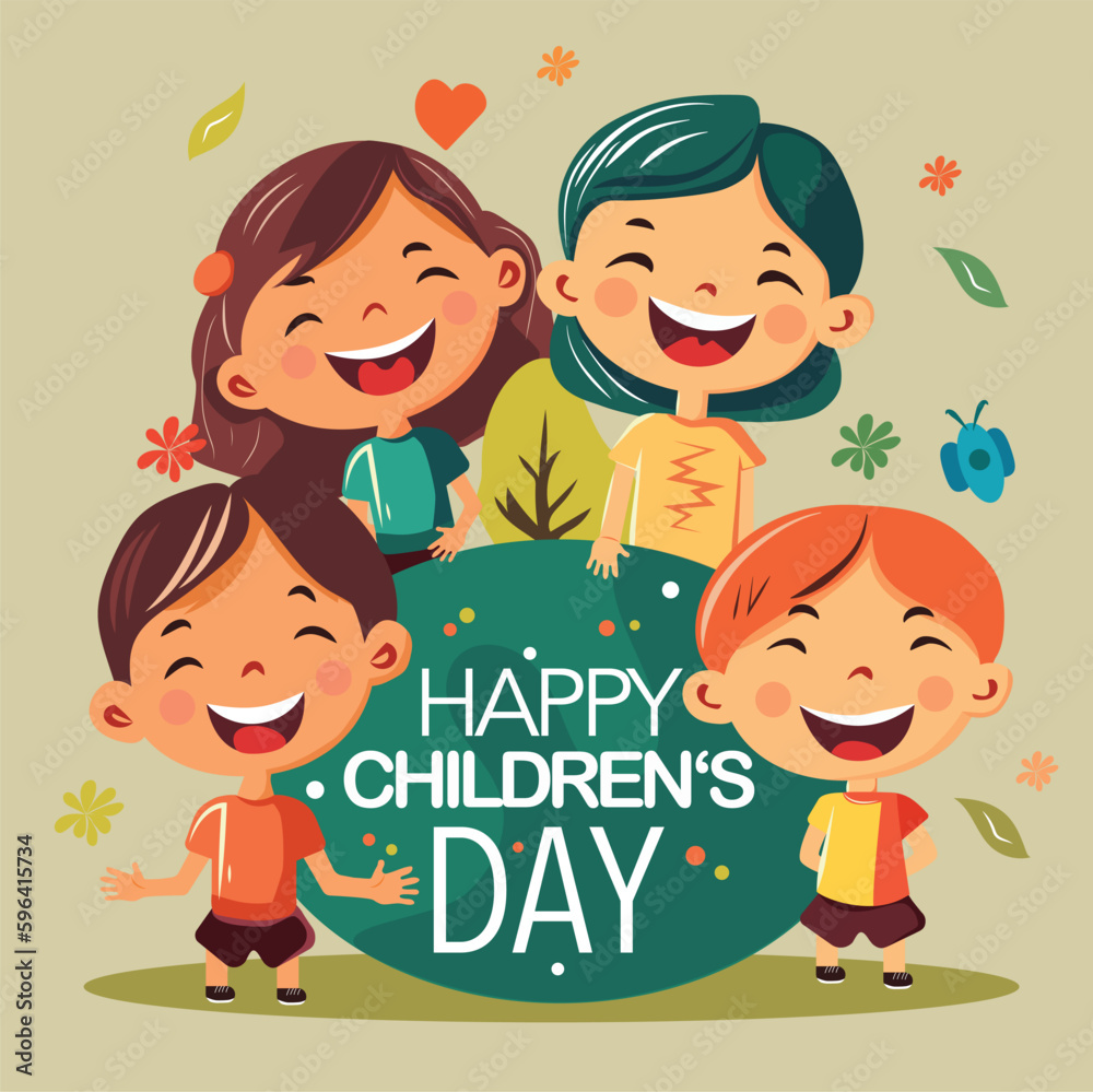 Happy International Children's Day greeting card. It is celebrated annually in honor of children, whose date of observance varies by country. Happy International Children's Day greeting card. It is celebrated annually in honor of children, whose date of observance varies by country.