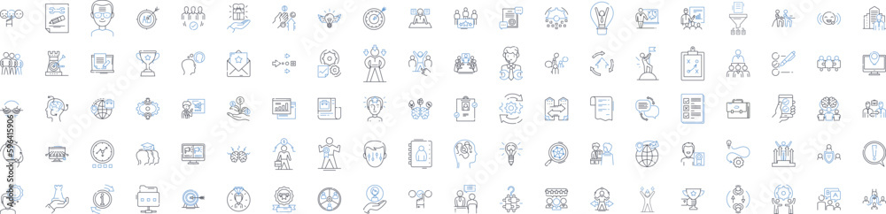Company Success line icons collection. Growth, Profit, Innovation, Adaptability, Efficiency, Productivity, Leadership vector and linear illustration. Culture,Performance,Competitiveness Generative AI