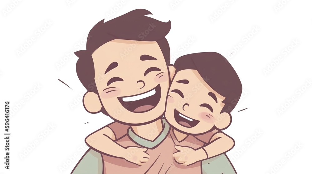 happy father embraced by his son illustration happy father embraced by his son illustration