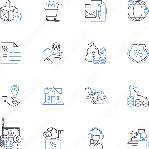 Income stream line icons collection. Profit, Earnings, Revenue, Salary, Wage, Compensation, Remuneration vector and linear illustration. Paycheck,Stipend,Royalties outline signs set Generative AI
