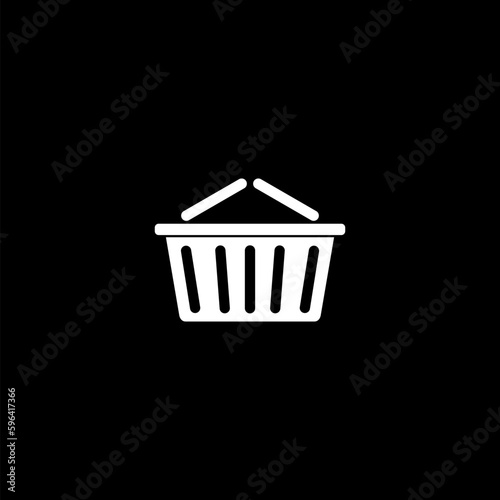  Simple illustration of hypermarket shop basket icon isolated on black background