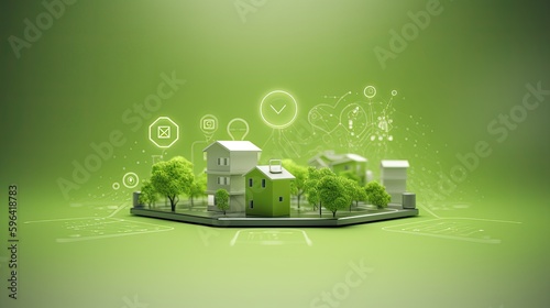 Modern smart home, energy efficiency. Generative AI