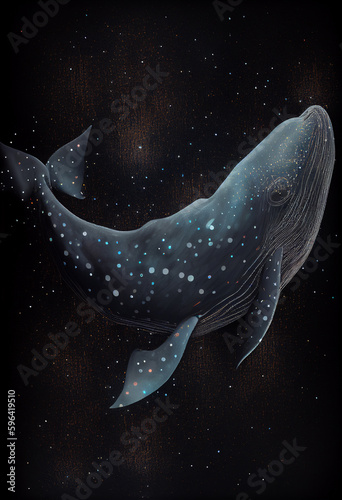 Star whale in outer space. AI Generated