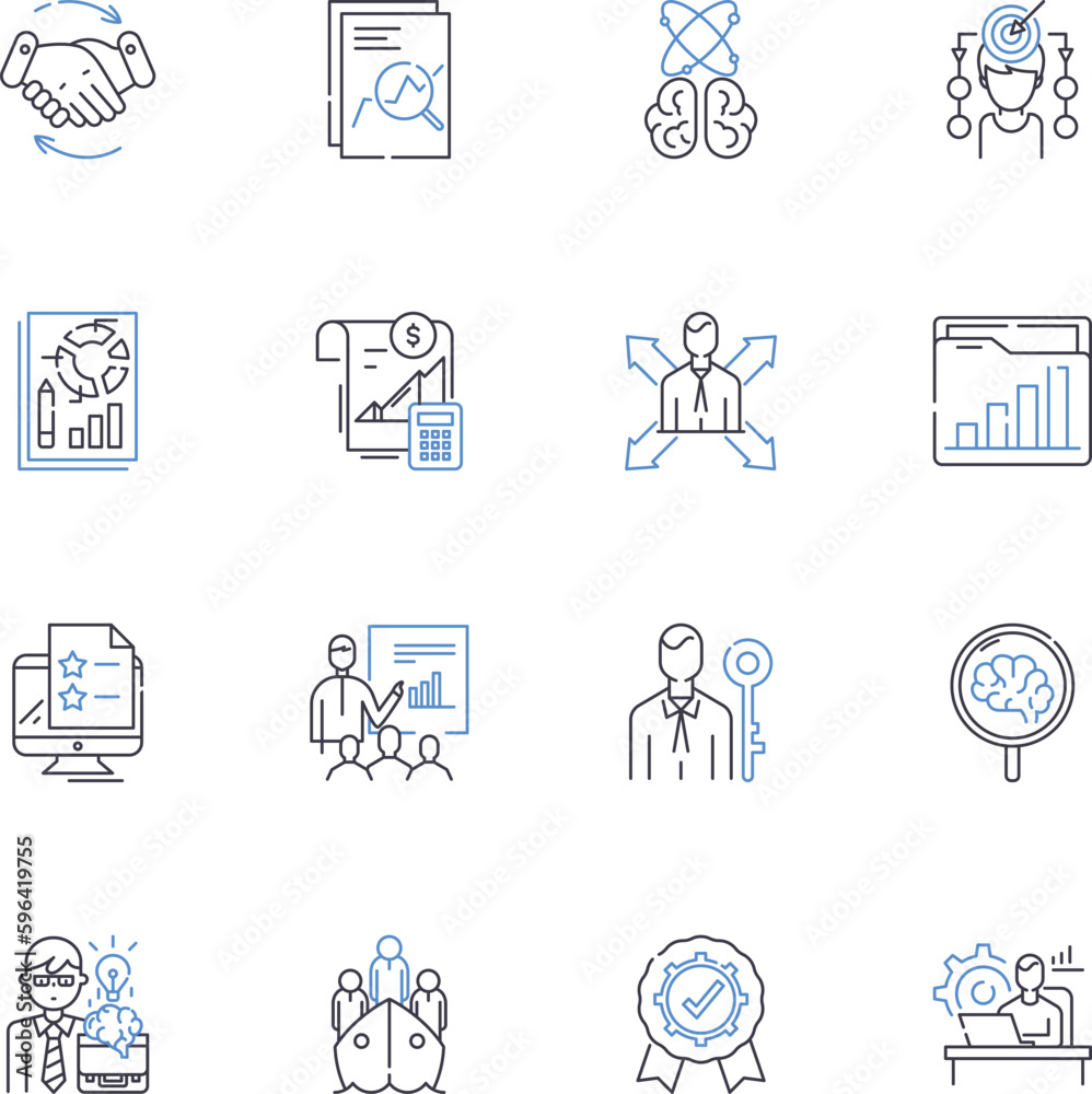 Assumption listing line icons collection. Presumption, Supposition, Inference, Premise, Belief, Hypothesis, Expectation vector and linear illustration. Conjecture,Theory,Postulation Generative AI