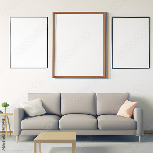 modern living room interior frame mockup  poster mockup   