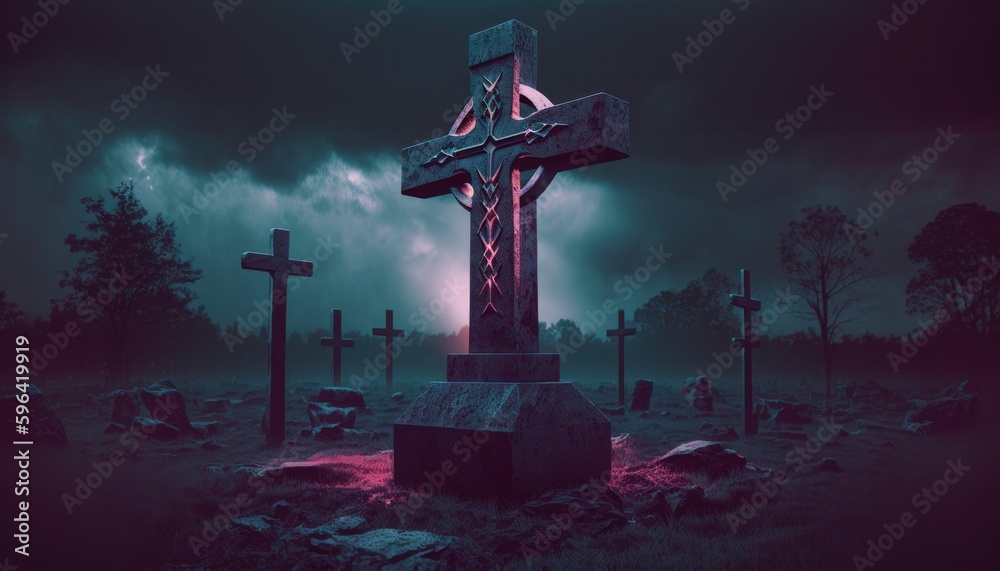 Satanic cross scary creative fantasy background concept generative ai
