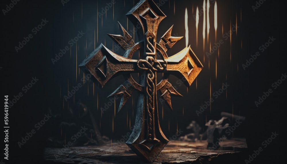 Satanic cross scary creative fantasy background concept generative ai