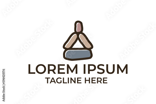 stone rock balance logo design spa and wellness vector template
