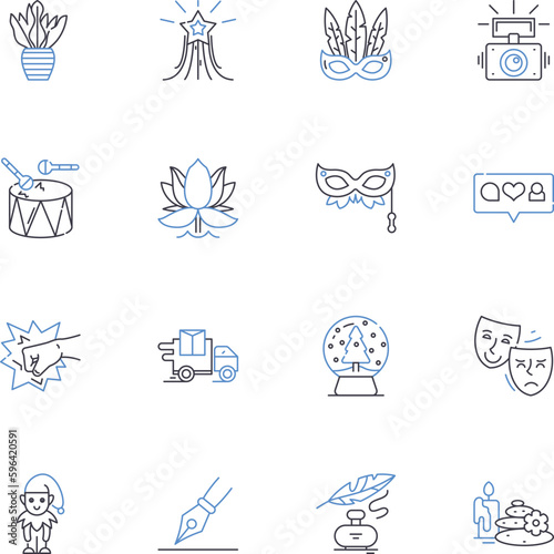 Nonprofessional line icons collection. Amateur, Inexperienced, Novice, Beginner, Layman, Untrained, Untutored vector and linear illustration. Unskilled,Amateurish,Unprofessional outline Generative AI photo