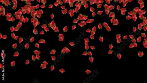 Strawberries Falling Animation Background