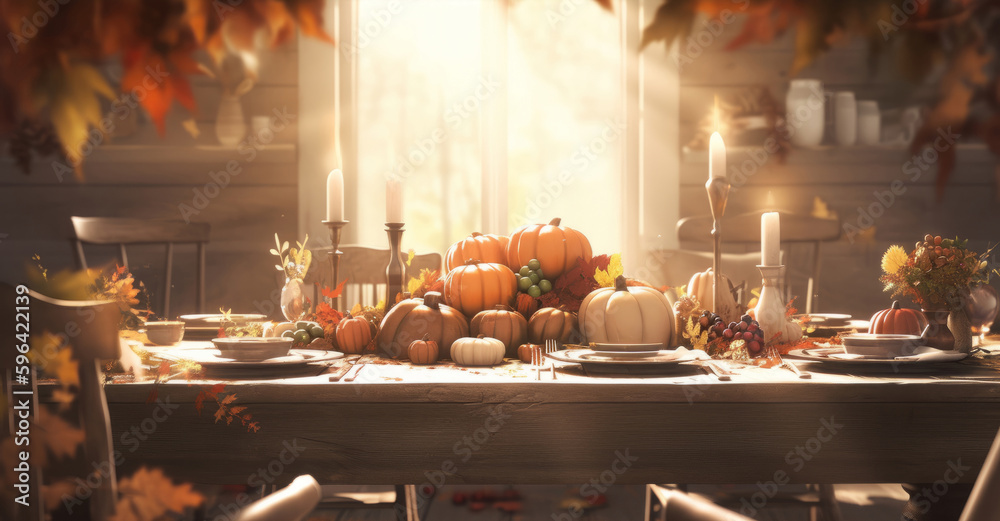Thanksgiving dinner. Illustration AI Generative. Thanksgiving dinner. Illustration AI Generative.
