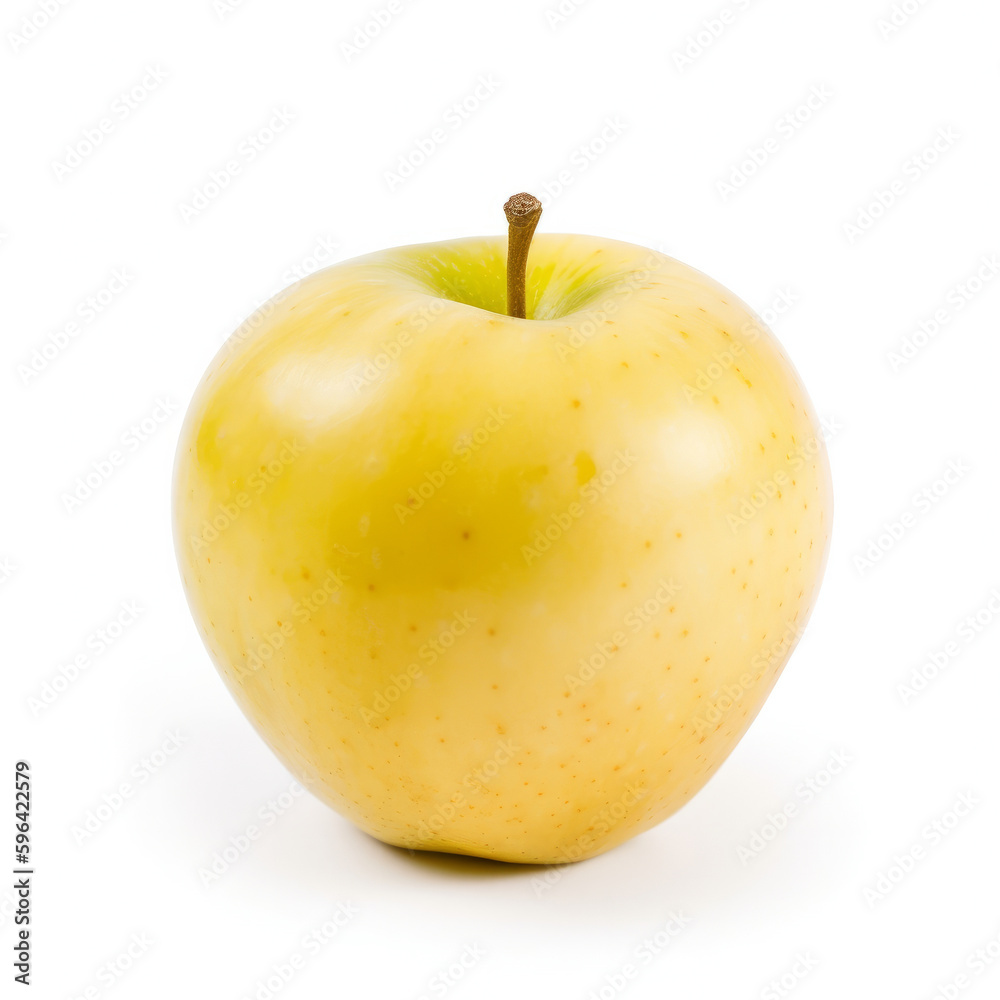 Yellow apple isolated. Illustration AI Generative.