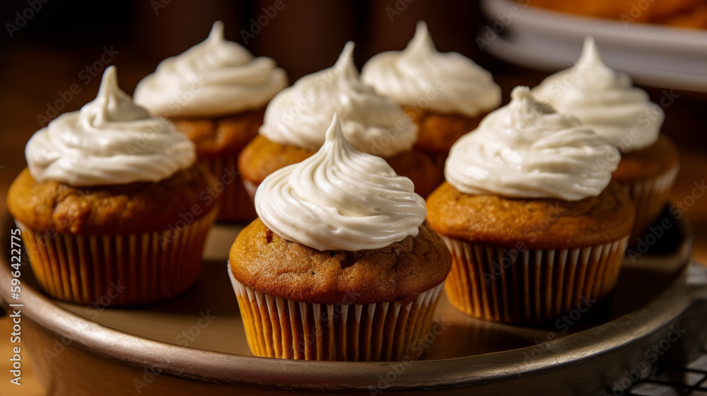 Pumpkin cupcakes. Illustration AI Generative. Pumpkin cupcakes. Illustration AI Generative.