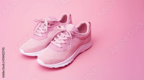 Pink running shoes. Illustration AI Generative.