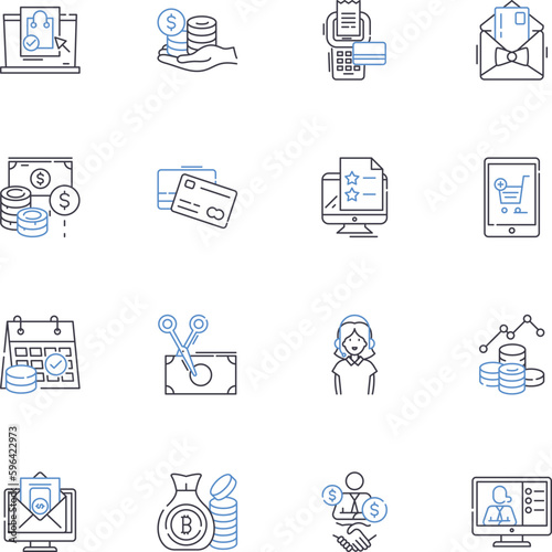 Collect and windfall line icons collection. Hoard, Acquire, Sweepstakes, Jackpot, Loot, Treasure, Prize vector and linear illustration. Fortune,Gathering,Haul outline signs set Generative AI