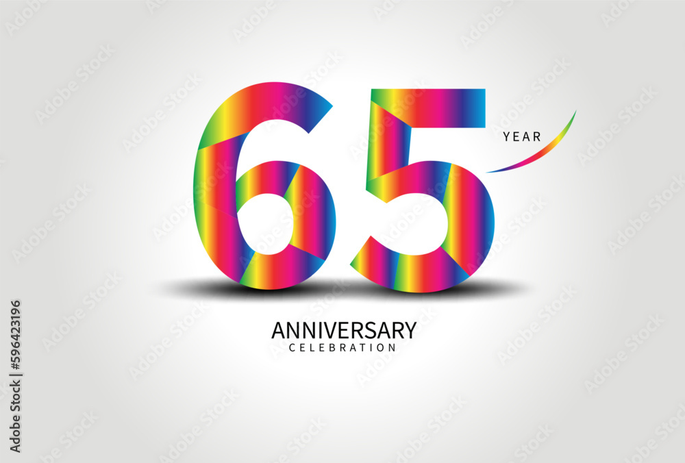 65 Year Anniversary Celebration Logo colorful vector, 65 Number Design ...