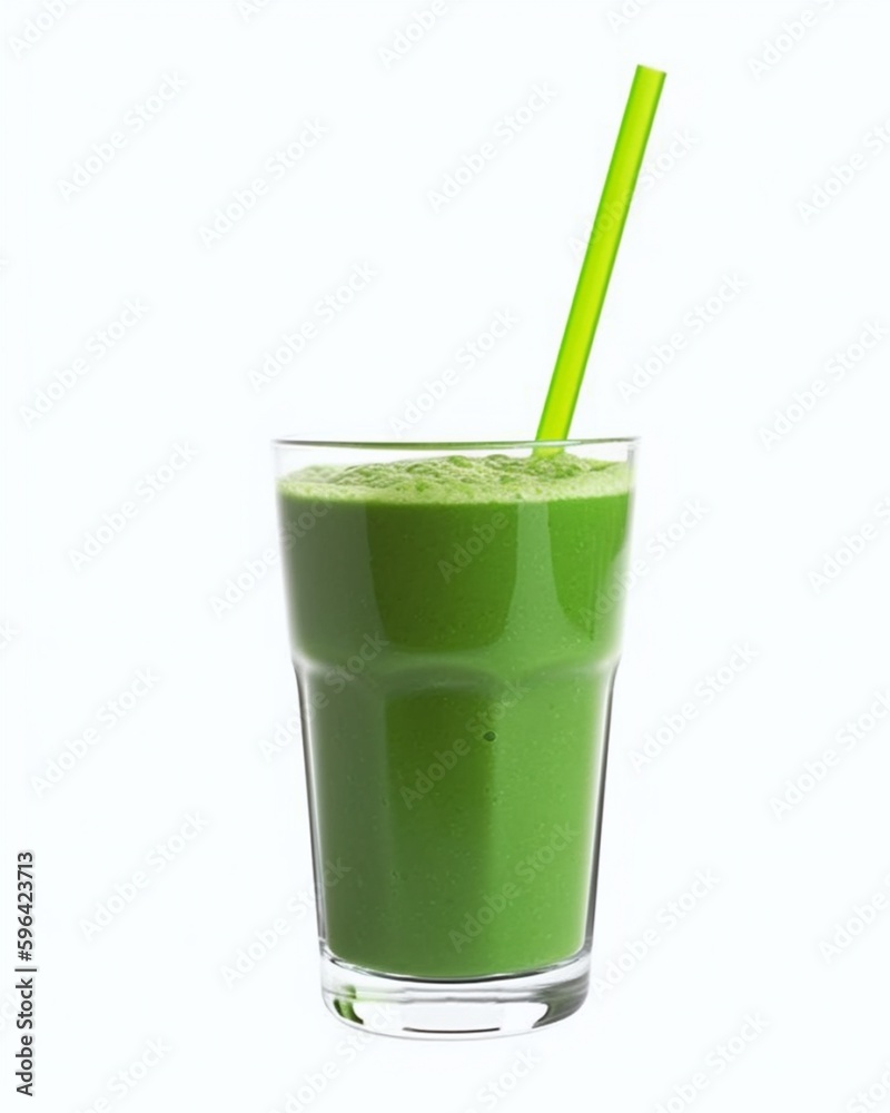 Green smoothie in a glass with a straw isolated on white background. Green smoothie in a glass with a straw isolated on white background.