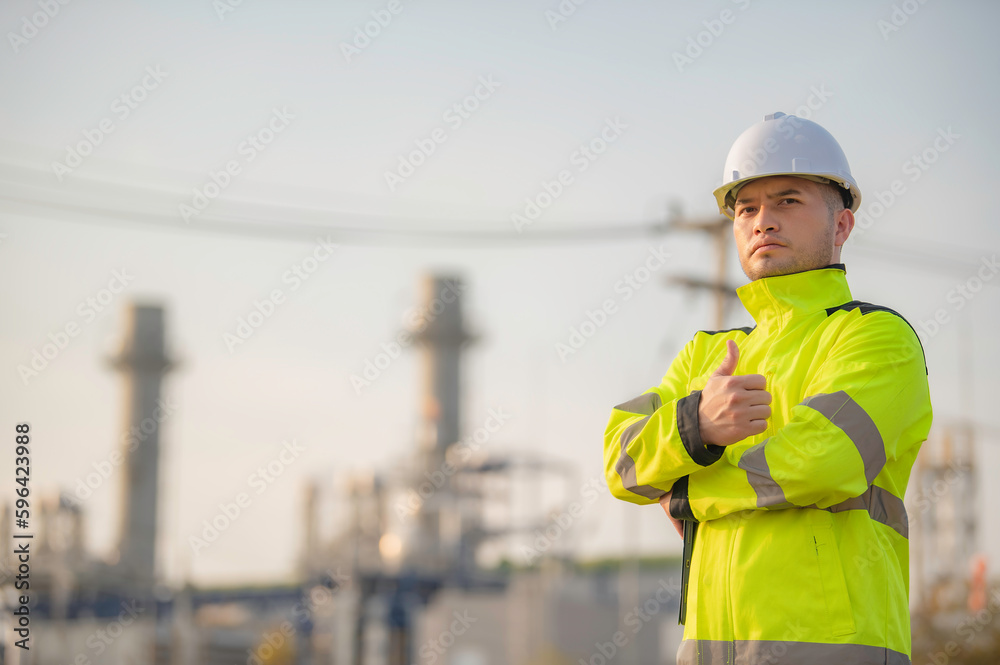 Asian man petrochemical engineer working at oil and gas refinery plant industry factory,The people worker man engineer work control at power plant energy industry manufacturing Asian man petrochemical engineer working at oil and gas refinery plant industry factory,The people worker man engineer work control at power plant energy industry manufacturing