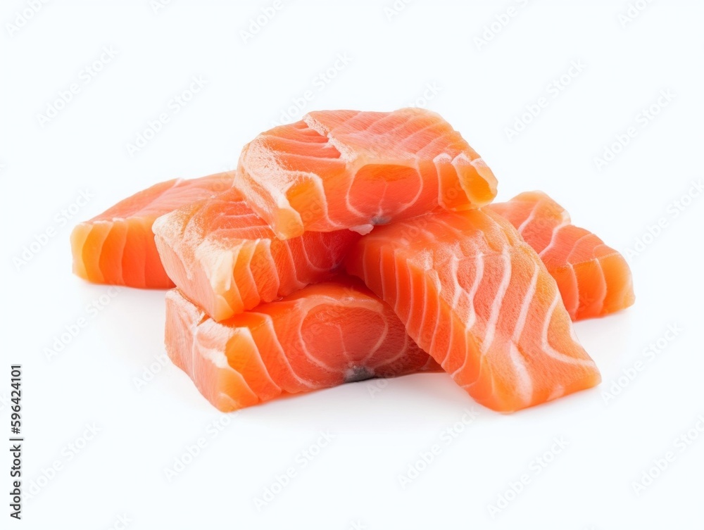 Slices of salmon isolated on white background. Slices of salmon isolated on white background.