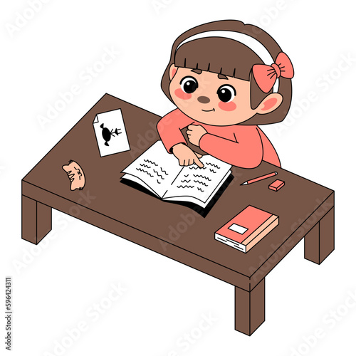 Cute Child Reading The Book