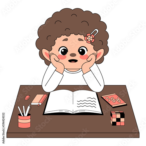 Cute Child Reading The Book