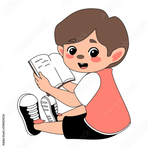 Cute Child Reading The Book