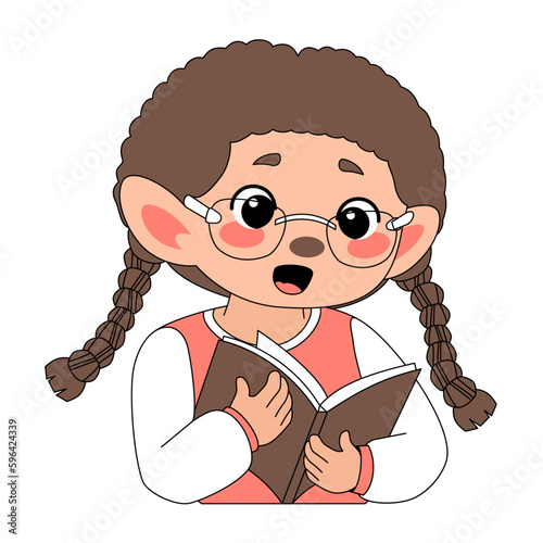 Cute Child Reading The Book