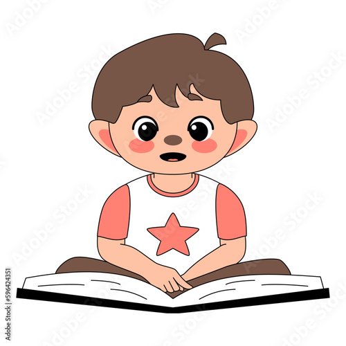 Cute Child Reading The Book