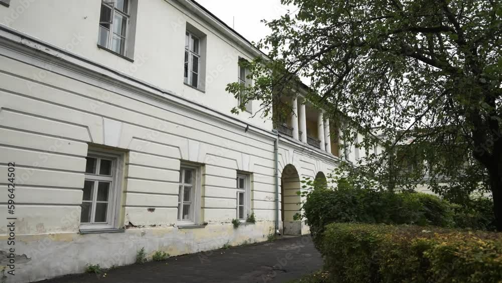 The facade of the buildings of the Gorenka estate, the building of the XVII-th century in the Moscow region. Dolly camera shot The facade of the buildings of the Gorenka estate, the building of the XVII-th century in the Moscow region. Dolly camera shot