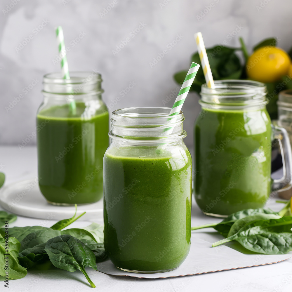 Green smoothie. Illustration Generative AI. Green smoothie. Illustration Generative AI.