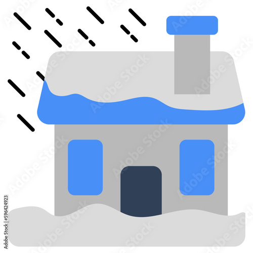 Heavy rainfall icon in flat design isolated on white background 