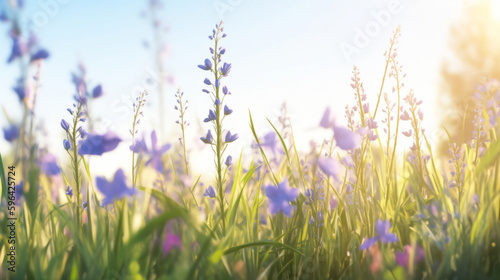 Summer floral meadow. Illustration AI Generative.