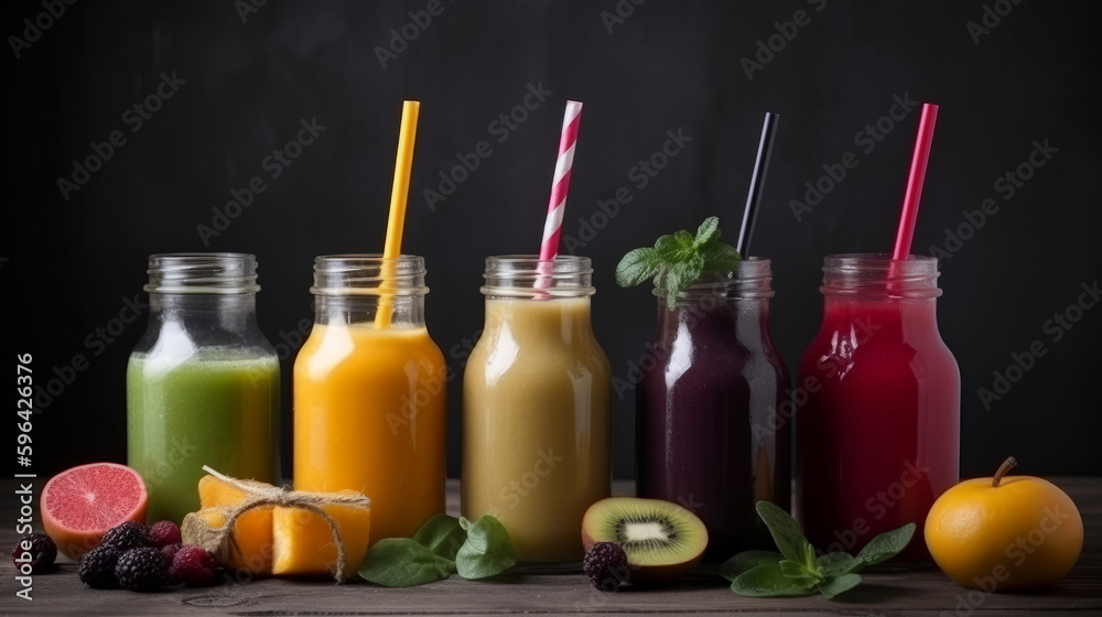 Colorful smoothie. Illustration AI Generative.