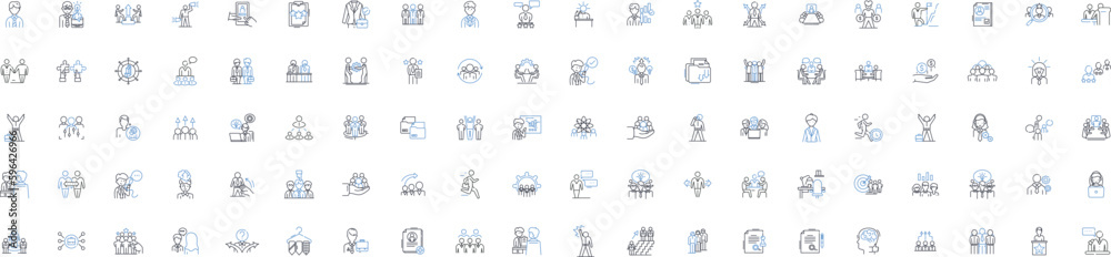 White collar workers line icons collection. Professional, Office, Corporate, Manager, Executive, Businessman, Employee vector and linear illustration. Supervisor,Desk,Suit outline signs Generative AI