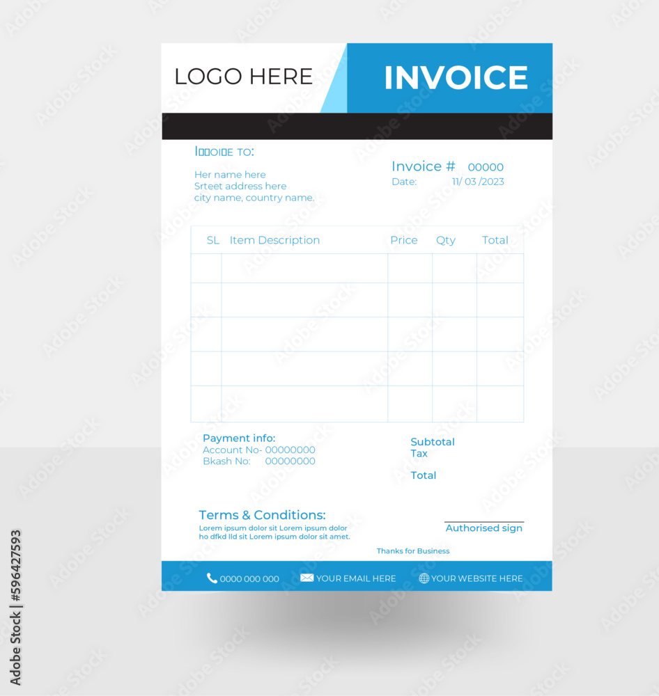 Corporate Business Invoice design template vector illustration bill form price invoice. Creative invoice template vector. business stationery design payment design template Corporate Business Invoice design template vector illustration bill form price invoice. Creative invoice template vector. business stationery design payment design template