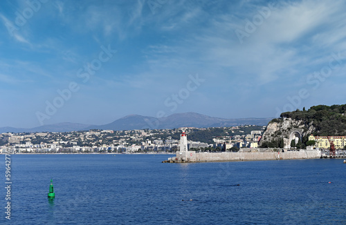 Fototapeta Naklejka Na Ścianę i Meble -  Lighthouse Port Lympia in Nice France summer season