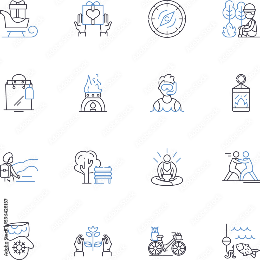 Being conscious line icons collection. Awareness, Perception, Sentience, Cognition, Mindfulness, Consciousness, Enlightenment vector and linear illustration. Generative AI