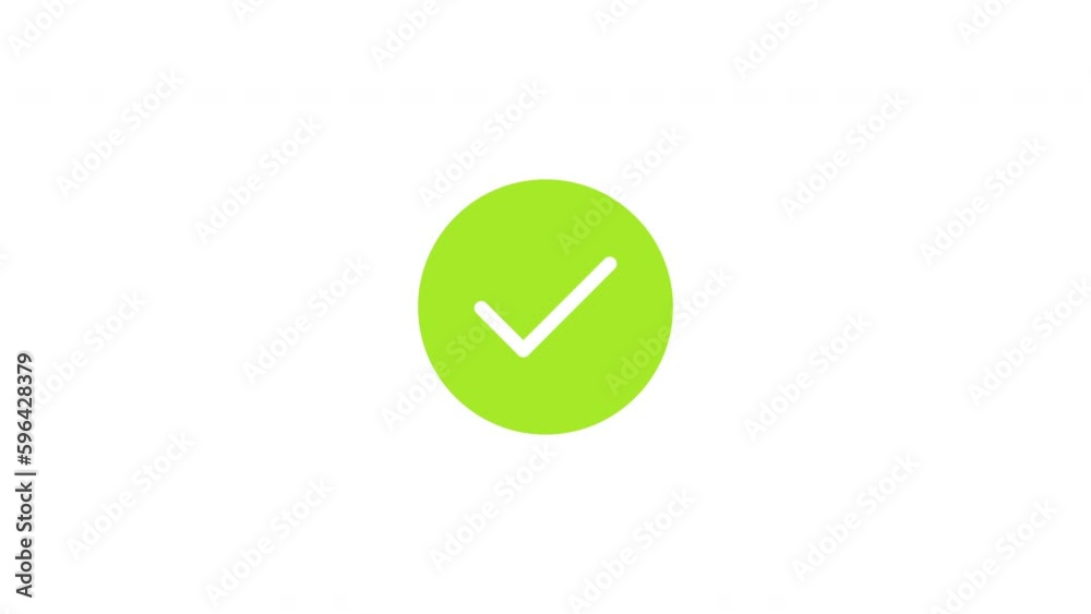 Modern green check mark icon animation on a white background.
