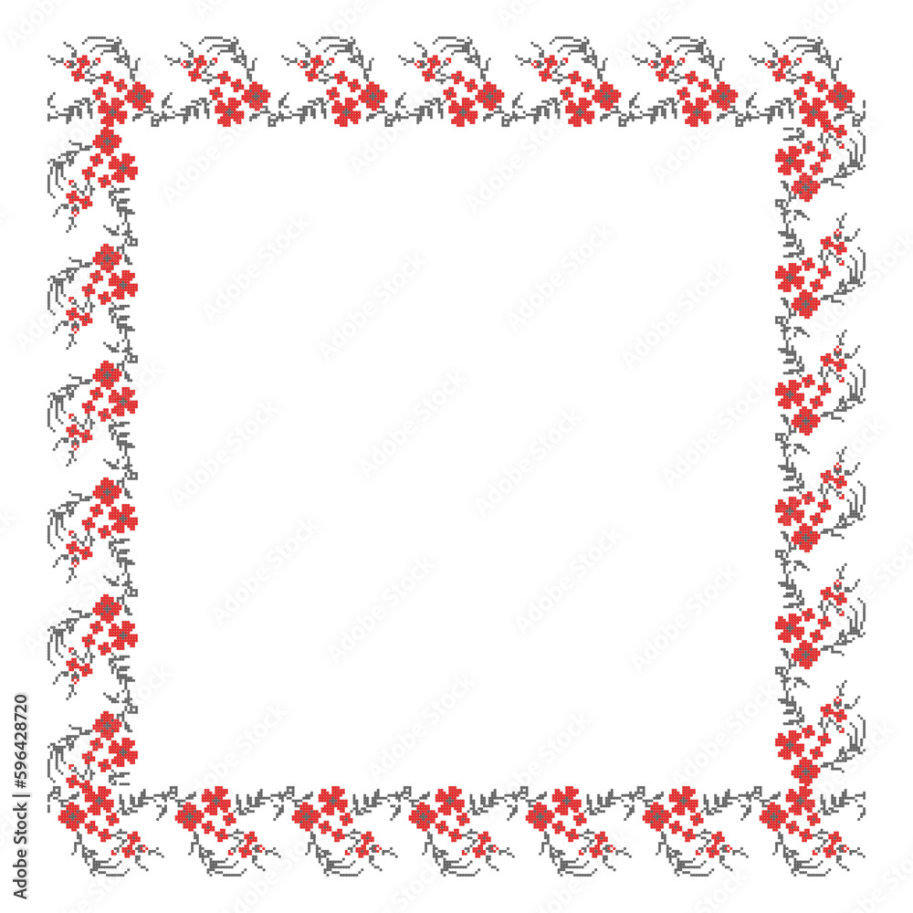Rectangular frame made of vegetable. floral ornament, a border in the form of a circle from elements of traditional Ukrainian geometric cross-stitch, amulets, for decorating weddings, celebrations Rectangular frame made of vegetable. floral ornament, a border in the form of a circle from elements of traditional Ukrainian geometric cross-stitch, amulets, for decorating weddings, celebrations