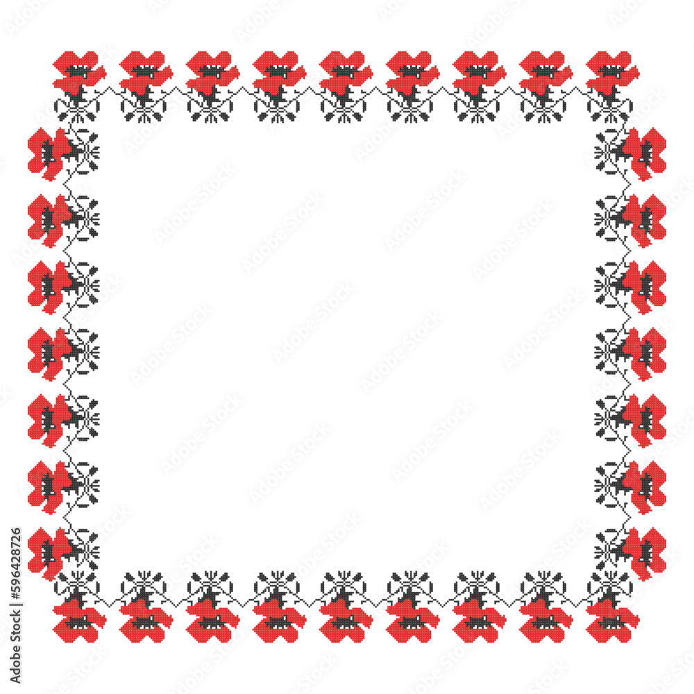 Rectangular frame made of vegetable. floral ornament, a border in the form of a circle from elements of traditional Ukrainian geometric cross-stitch, amulets, for decorating weddings, celebrations Rectangular frame made of vegetable. floral ornament, a border in the form of a circle from elements of traditional Ukrainian geometric cross-stitch, amulets, for decorating weddings, celebrations