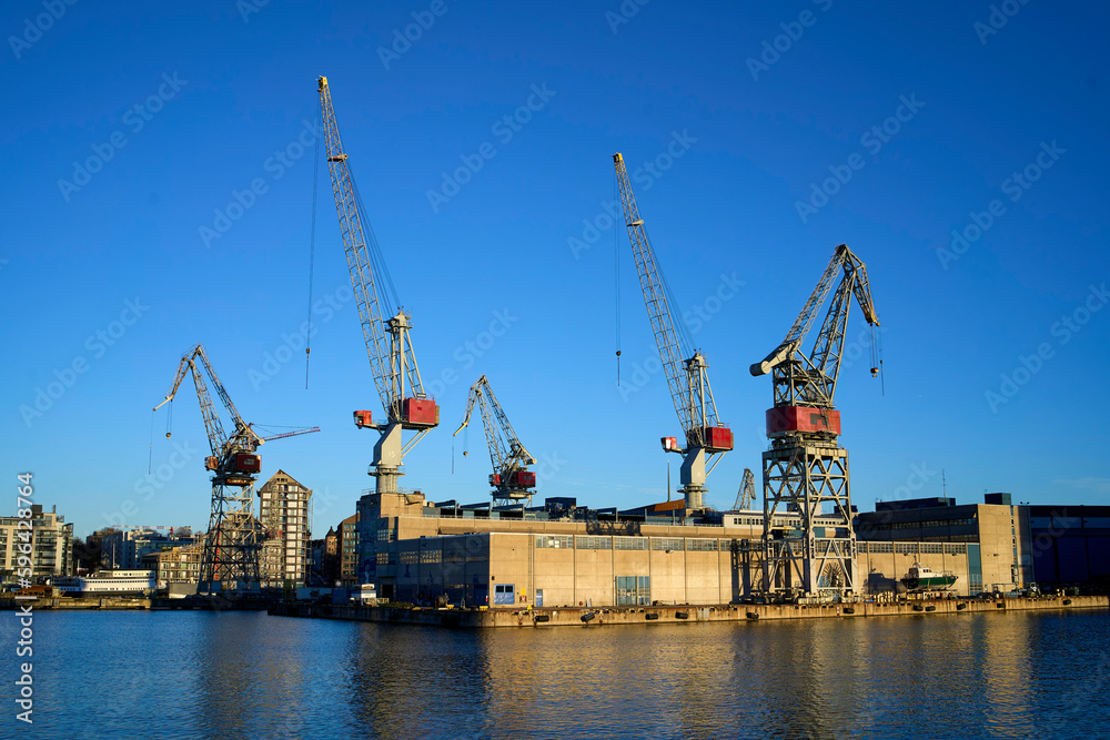 Cranes around Helsinki harbor, Helsinki, Finland
