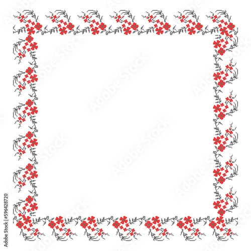 Wallpaper Mural Rectangular frame made of vegetable. floral ornament, a border in the form of a circle from elements of traditional Ukrainian geometric cross-stitch, amulets, for decorating weddings, celebrations Torontodigital.ca